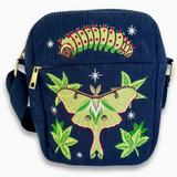 Luna Moth Embroidered Corduroy Crossbody Bag