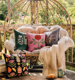 Embroidered Velvet Throw Pillow - Briar Rose