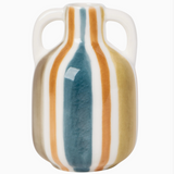 Rustic Stripe Ceramic Bud Vase