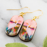 Pastel Watercolor Heron Oblong Earrings
