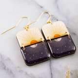 Sun + Moon Half Rectangle Stack Earrings
