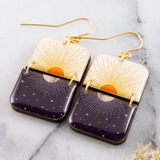 Sun + Moon Half Rectangle Stack Earrings