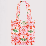Quilted Tote Bag - Pink Tile Floral