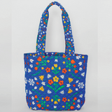 Quilted Tote Bag - Blue Scandinavian Floral