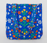 Quilted Tote Bag - Blue Scandinavian Floral