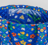 Quilted Tote Bag - Blue Scandinavian Floral