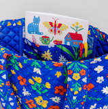 Quilted Tote Bag - Blue Scandinavian Floral