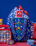 Quilted Tote Bag - Blue Scandinavian Floral