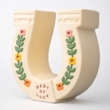 Best Of Luck Horseshoe Ceramic Vase
