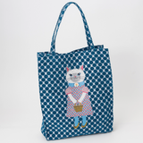 Fancy Kitty Jacquard Tote In Blue