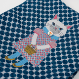 Fancy Kitty Jacquard Tote In Blue