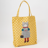 Fancy Kitty Jacquard Tote In Yellow