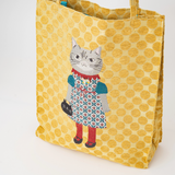 Fancy Kitty Jacquard Tote In Yellow