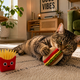 Catnip Cat Toy - 2 Burgers + Fries