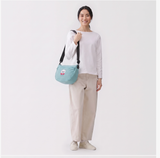 Kusuguru Embroidered Cat Nylon Crossbody Bag In Denim Blue
