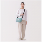 Kusuguru Embroidered Cat Nylon Crossbody Bag In Denim Blue