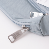 Kusuguru Embroidered Cat Nylon Crossbody Bag In Denim Blue