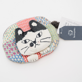 Kusuguru Japan Patchwork Cat Face Coin Pouch