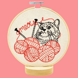 Kitten With Knitting Embroidery Kit