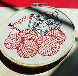 Kitten With Knitting Embroidery Kit