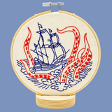 The Kraken With Ship Embroidery Kit