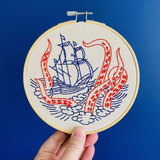 The Kraken With Ship Embroidery Kit