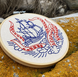 The Kraken With Ship Embroidery Kit