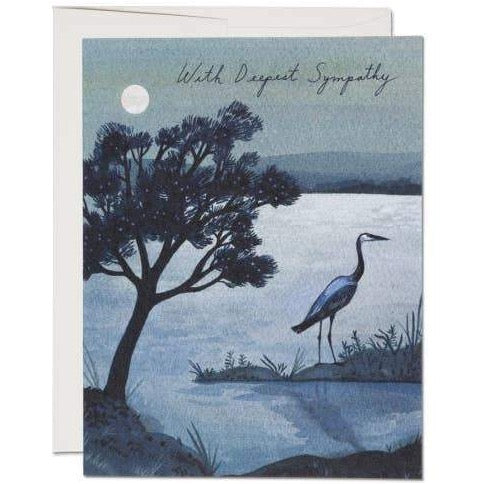 BLUE HERON WITH DEEPEST SYMPATHY CARD