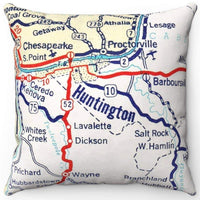 HUNTINGTON, WV VINTAGE MAP PILLOW