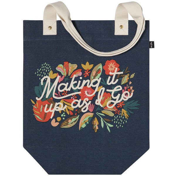 MAKING IT UP AS I GO FLORAL TOTE BAG