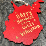 LASER CUT & ETCHED WOOD ORNAMENT - HAPPY HOLIDAYS FROM WV