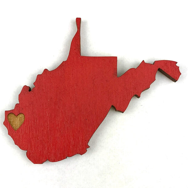 RED HEART ON HUNTINGTON WV WOOD MAGNET