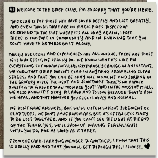 Welcome To The Grief Club Card