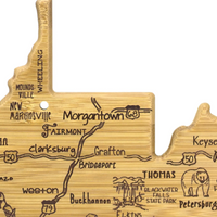 WEST VIRGINIA SHAPED BAMBOO CUTTING + SERVING BOARD