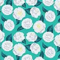 TEAL CAMELLIAS WRAPPING PAPER