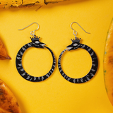 BLACK OUROBOROS SNAKE EARRINGS