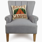 HAPPY CAMPER WOOL HOOKED PILLOW