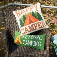 HAPPY CAMPER WOOL HOOKED PILLOW