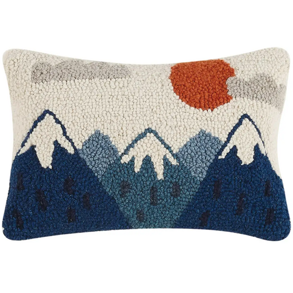 Blue Mountains Wool Hooked Pillow