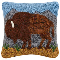 BISON WOOL HOOKED PILLOW