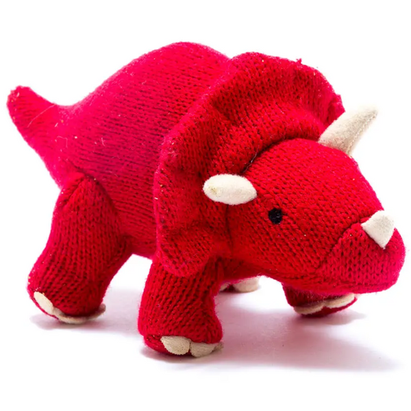 HAND KNITTED RATTLE - TRICERATOPS