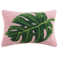 MONSTERA LEAF WOOL HOOKED PILLOW