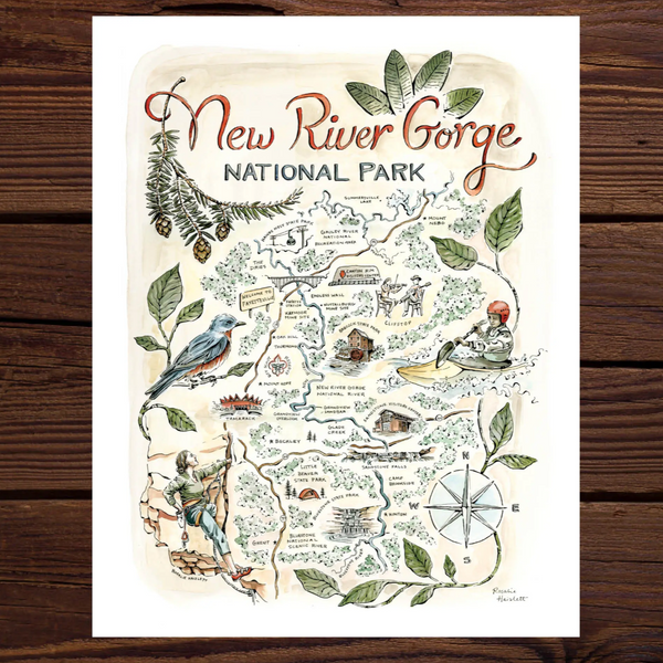 Rosalie Haizlett  Print - New River Gorge Map