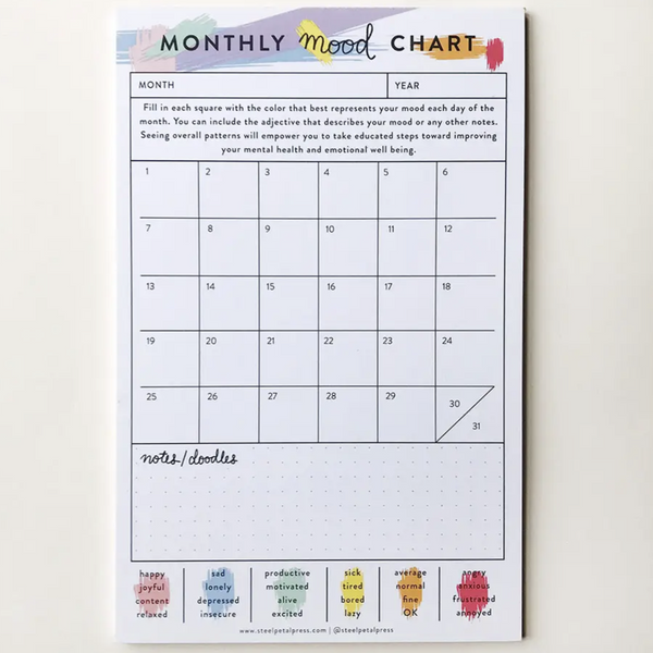 MONTHLY MOOD CHART SELF CARE NOTEPAD
