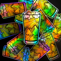 MOUNTAINS PINT GLASS HOLOGRAPHIC STICKER