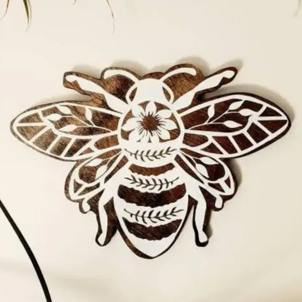HANDMADE WOOD ANIMAL WALL ART - HONEY BEE