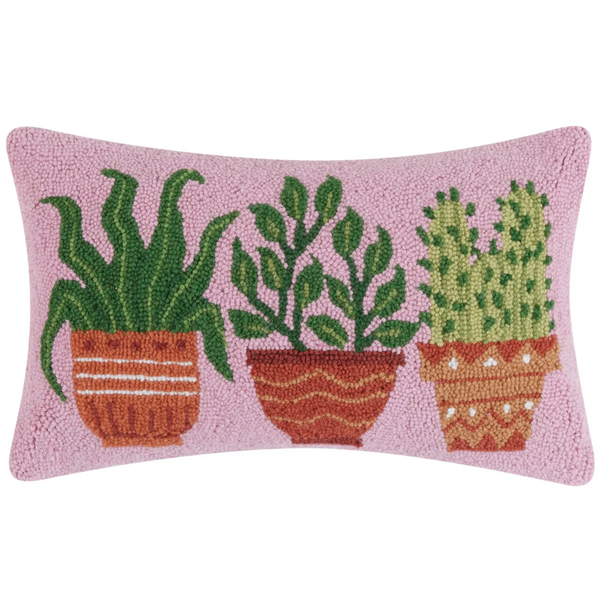 HOUSE PLANTS WOOL HOOKED PILLOW