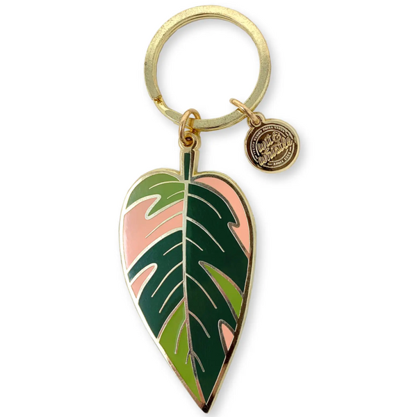 PINK PRINCESS PHILODENDRON ENAMEL KEYCHAIN
