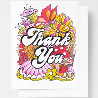 Floral Risograph Print Thank You Card