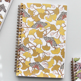 Ginkgo + Tiger Moth Spiral Notebook